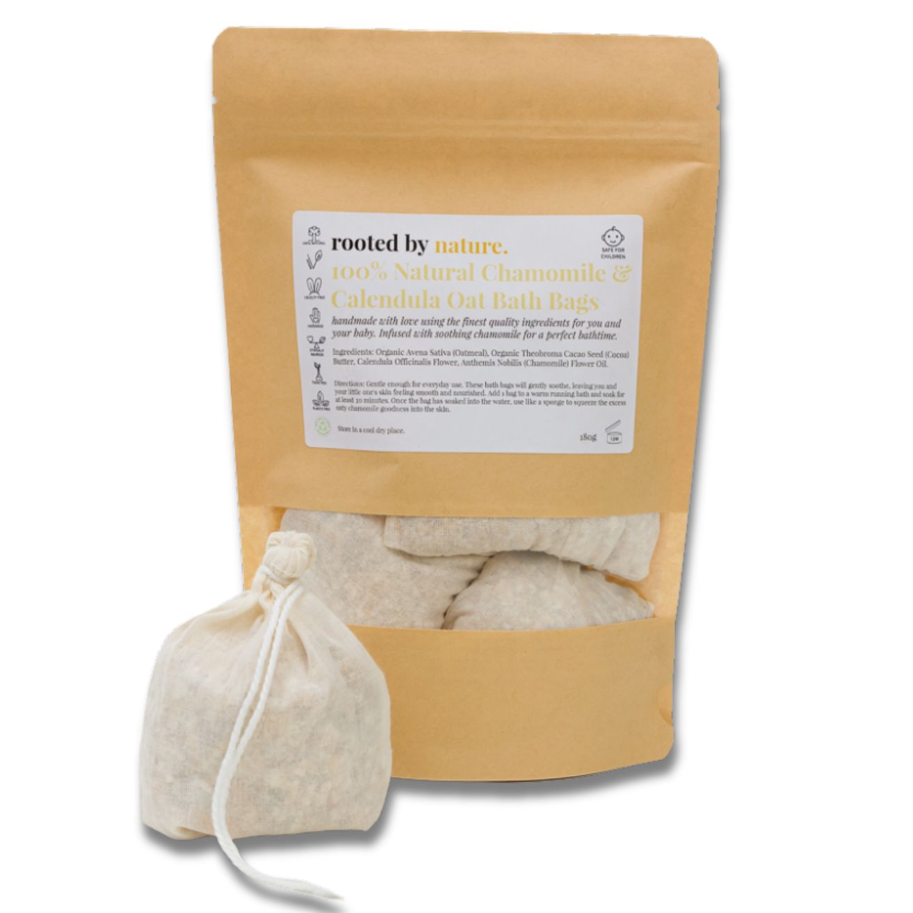 100% Natural handmade Chamomile & Calendula Oat bath bags. For you and your baby